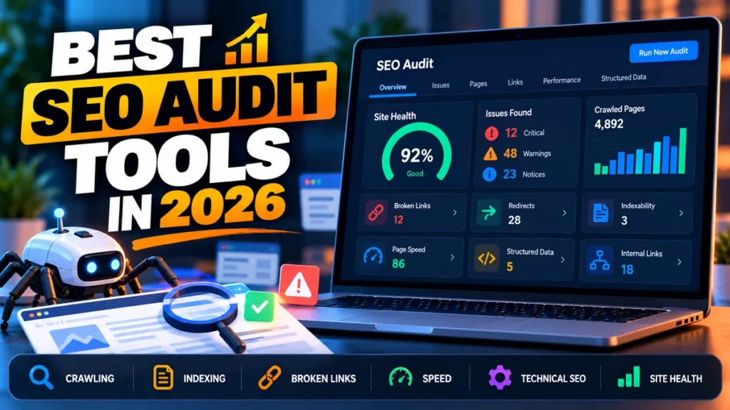 Best SEO audit tools in 2026 for technical SEO, site crawling, indexing, broken links, page speed and website health